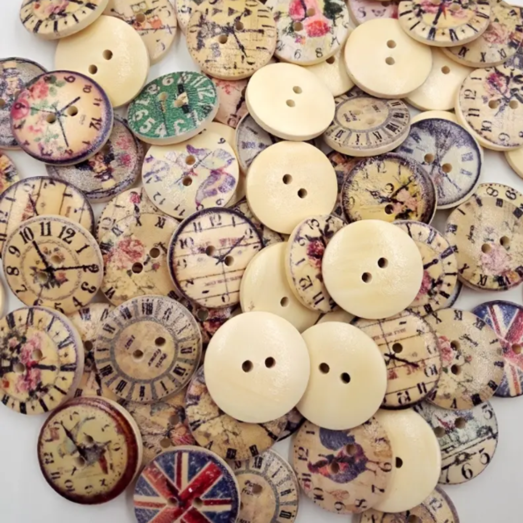 50 pzas de botones de reloj vintage