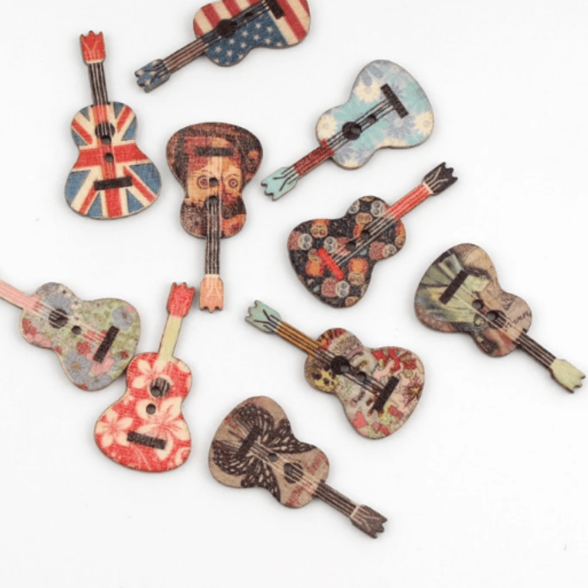 botones guitarras de madera 20 piezas
