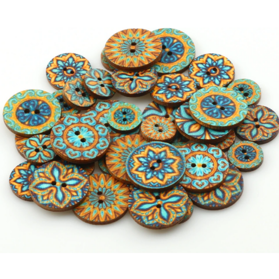 increíbles botones de madera de mandalas 50 piezas