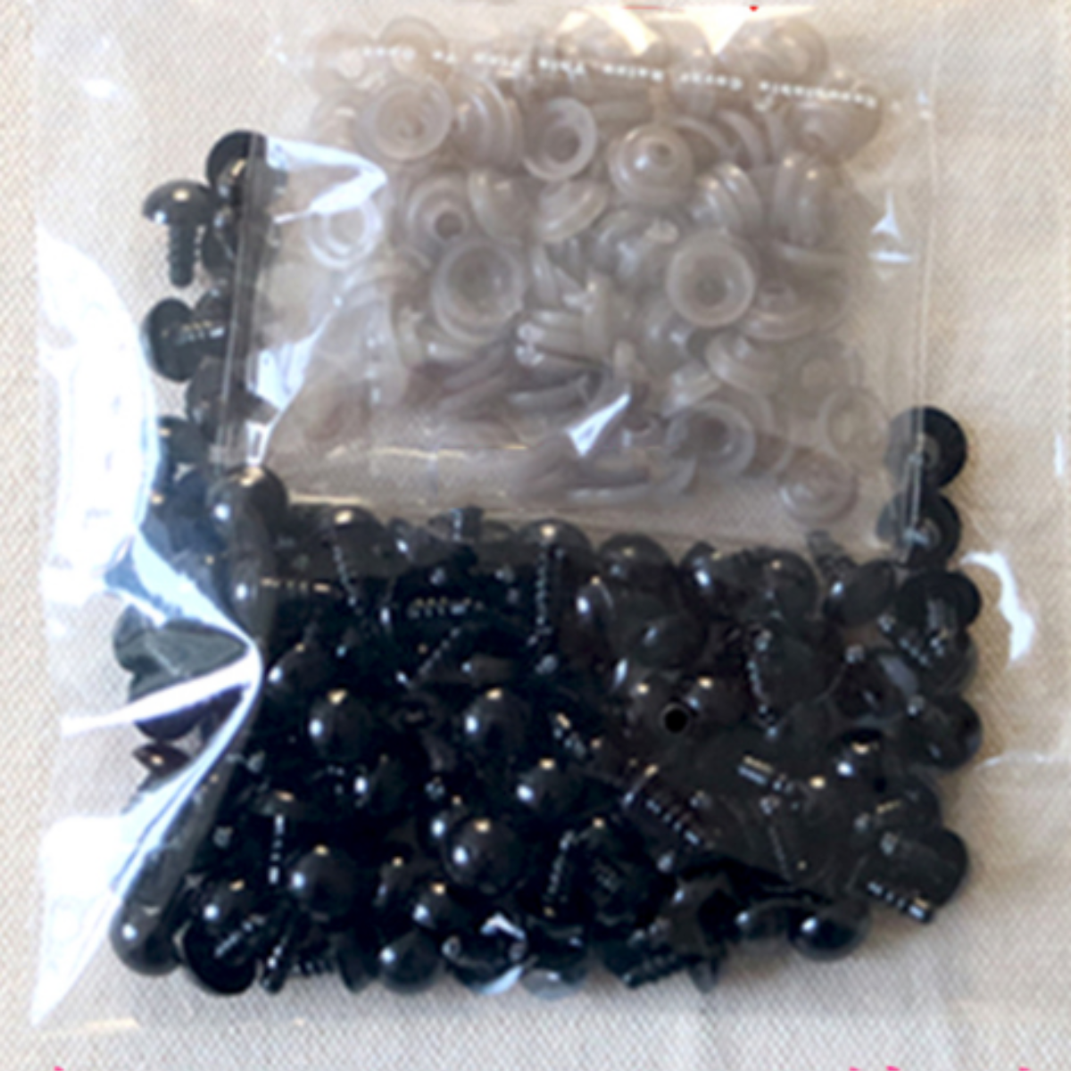 100 piezas de plástico negro ojos de seguridad para amigurumis 6/8